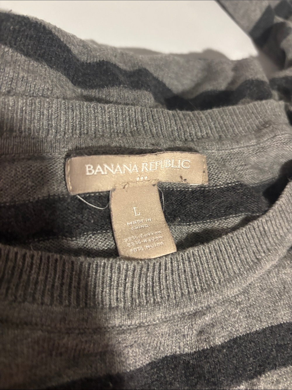 Banana Republic Gray & Charcoal Striped Button-Shoulder Sweater Dress
